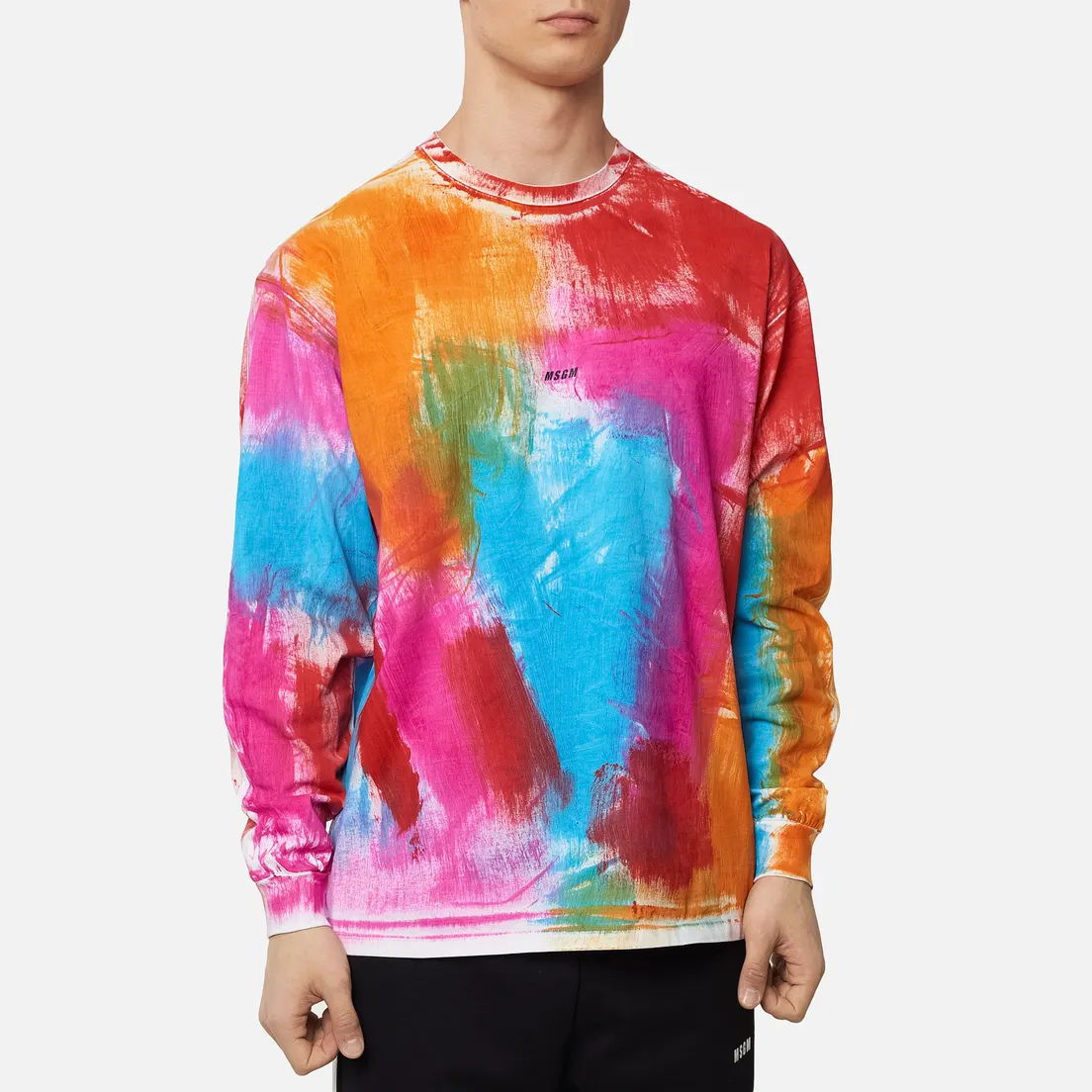 MSGM Мужской лонгслив Multicolor Brush Stroke