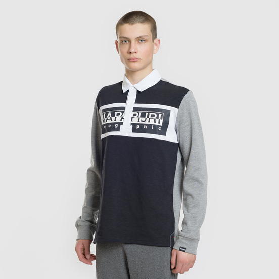 Мужской лонгслив Napapijri Emei Multicolour Black/Grey/White