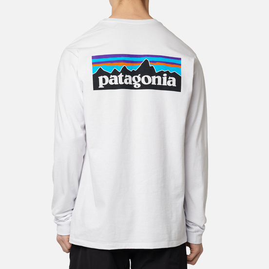 Мужской лонгслив Patagonia LS P-6 Logo White