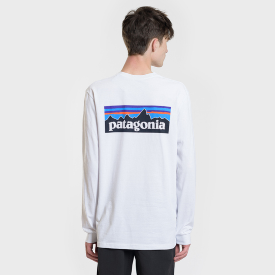 Мужской лонгслив Patagonia P-6 Logo White