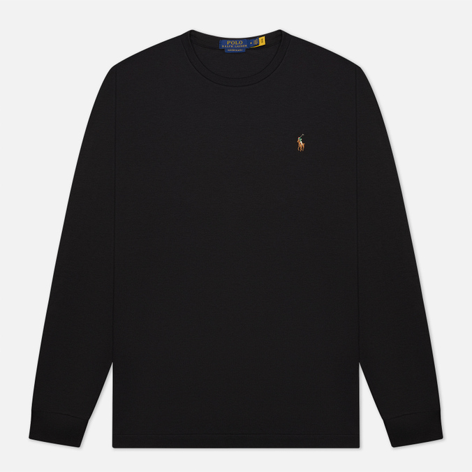 Мужской лонгслив Polo Ralph Lauren, цвет чёрный, размер L 710-760121-001 Custom Slim Fit Interlock - фото 1