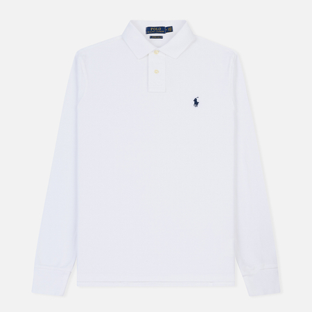 Мужской лонгслив Polo Ralph Lauren Custom Slim Fit Polo Basic Mesh, цвет белый, размер M