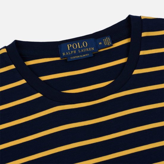 Мужской лонгслив Polo Ralph Lauren Multi Pony Pima Polo Stripe French Navy/Gold Bugle