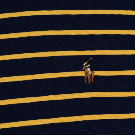 Мужской лонгслив Polo Ralph Lauren Multi Pony Pima Polo Stripe French Navy/Gold Bugle