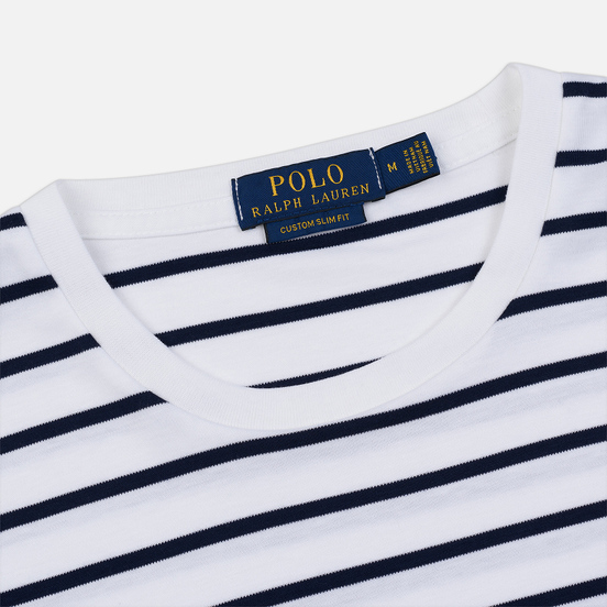 Мужской лонгслив Polo Ralph Lauren Multi Pony Pima Polo Stripe White/French Navy