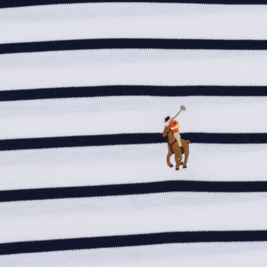 Мужской лонгслив Polo Ralph Lauren Multi Pony Pima Polo Stripe White/French Navy