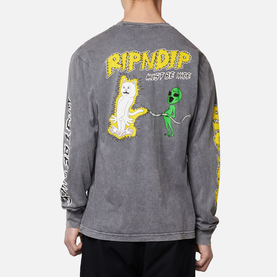 Мужской лонгслив RIPNDIP Electrify Grey Mineral Wash