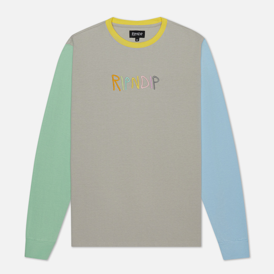 Мужской лонгслив RIPNDIP Embroidered Logo Grey/Green/Blue