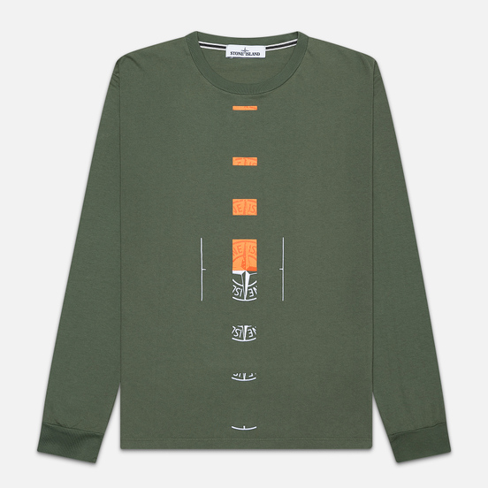 Мужской лонгслив Stone Island 7215 Graphic Nine Olive Green