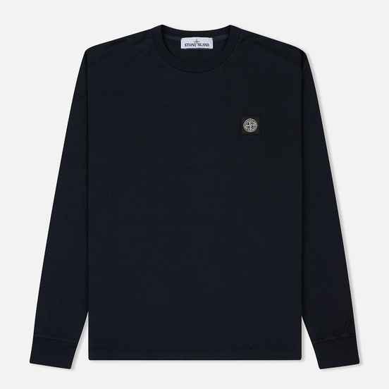 Мужской лонгслив Stone Island Patch Program Crew Neck Navy Blue