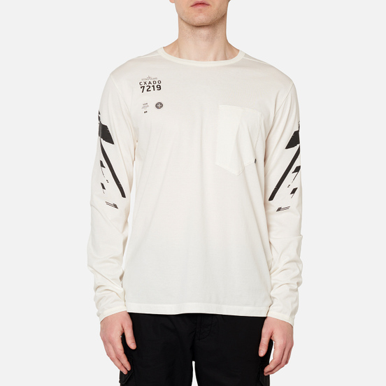 Мужской лонгслив Stone Island Shadow Project 7219 CXADO Chest Pocket Natural White