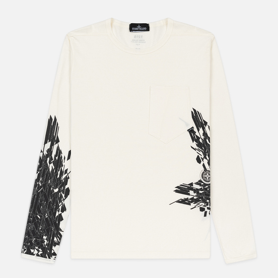 Мужской лонгслив Stone Island Shadow Project 7219 CXADO Print Natural White