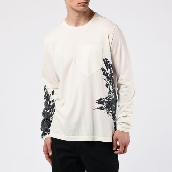 Мужской лонгслив Stone Island Shadow Project 7219 CXADO Print Natural White