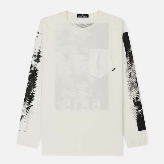 Мужской лонгслив Stone Island Shadow Project Printed Catch Pocket 1 Natural White