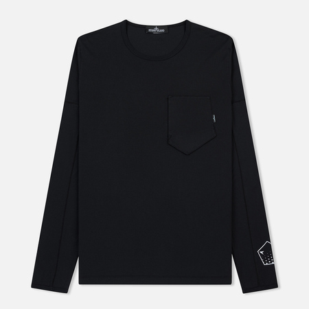 Мужской лонгслив Stone Island Shadow Project Printed Catch Pocket Garment Dyed Black