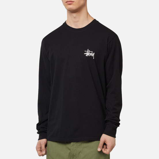 Мужской лонгслив Stussy Basic Stussy LS Black/White