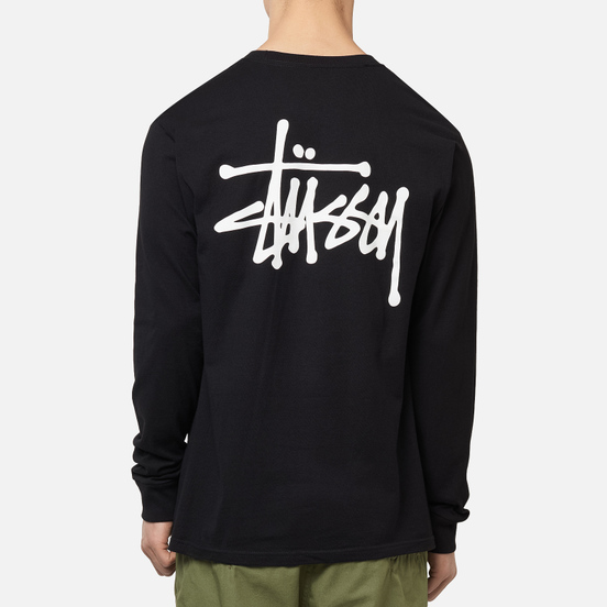 Мужской лонгслив Stussy Basic Stussy LS Black/White