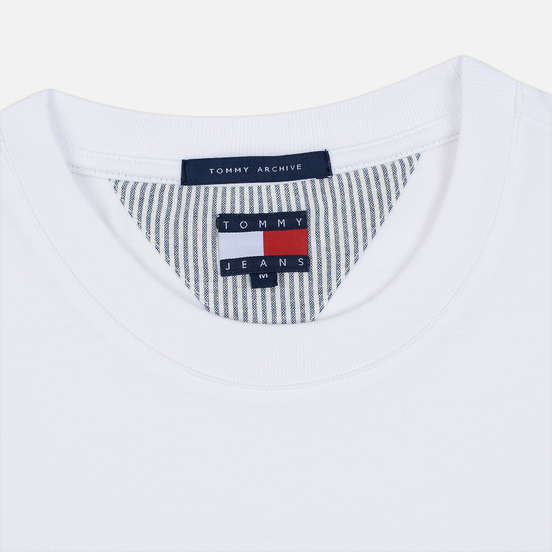 Мужской лонгслив Tommy Jeans Flag Repeat Classic White