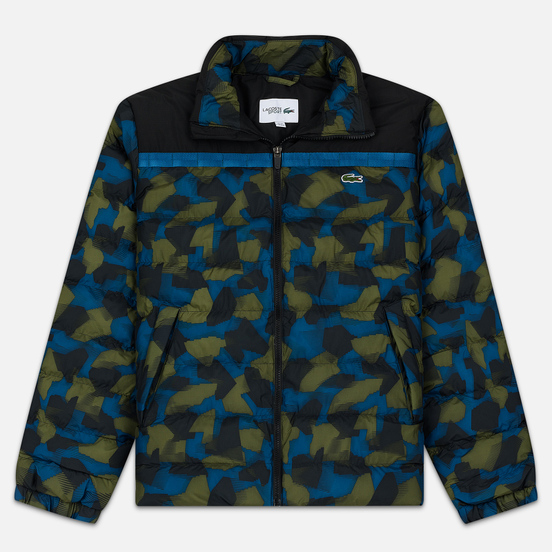 Мужской пуховик Lacoste Sport Colourblock Water-Resistant Black/Blue/Khaki Green
