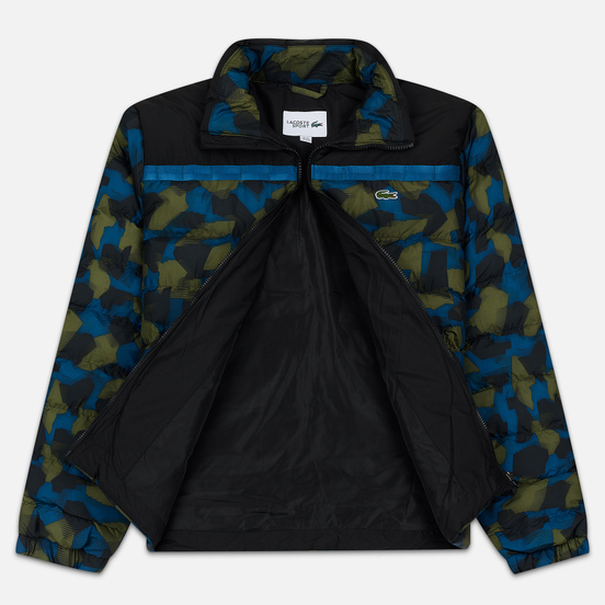 Мужской пуховик Lacoste Sport Colourblock Water-Resistant Black/Blue/Khaki Green