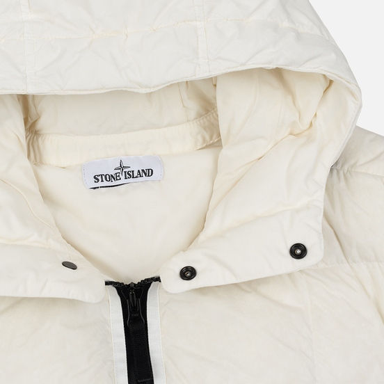 Мужской пуховик Stone Island Crinkle Reps Lightweight Nylon Down Natural White