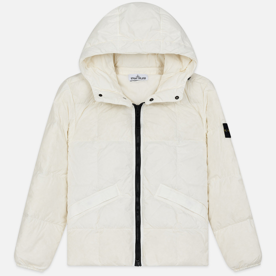 Мужской пуховик Stone Island Crinkle Reps Lightweight Nylon Down Natural White