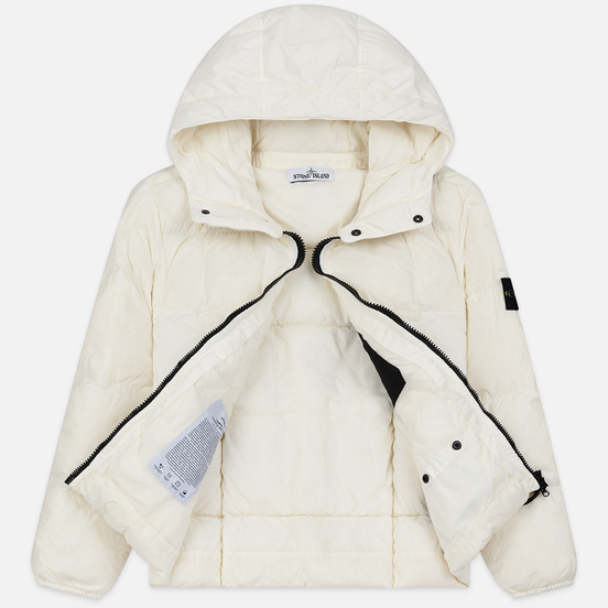 Мужской пуховик Stone Island Crinkle Reps Lightweight Nylon Down Natural White