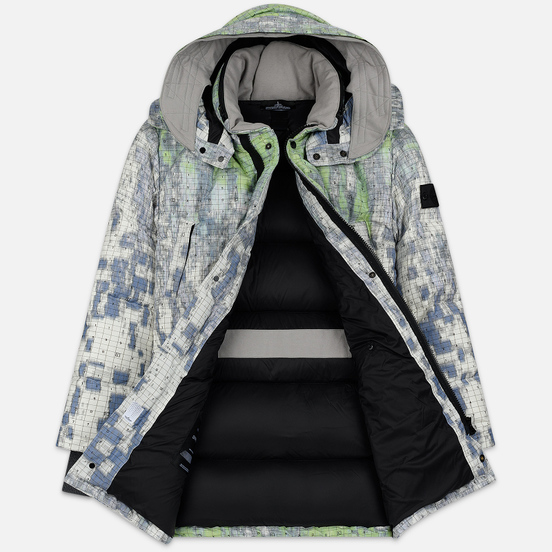 Мужской пуховик Stone Island Shadow Project DPM Chine Wool Long Pistachio