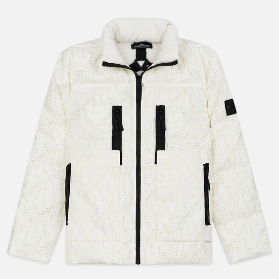 Мужской пуховик Stone Island Shadow Project Lasered Poly-Hide 2L Down Natural White