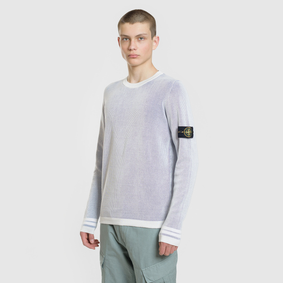 Мужской свитер Stone Island Bicolor Optical Ribbing Effect Ice