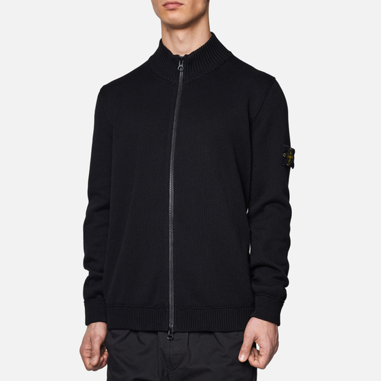 Мужской свитер Stone Island Cardigan Zip Terry Stitch Black
