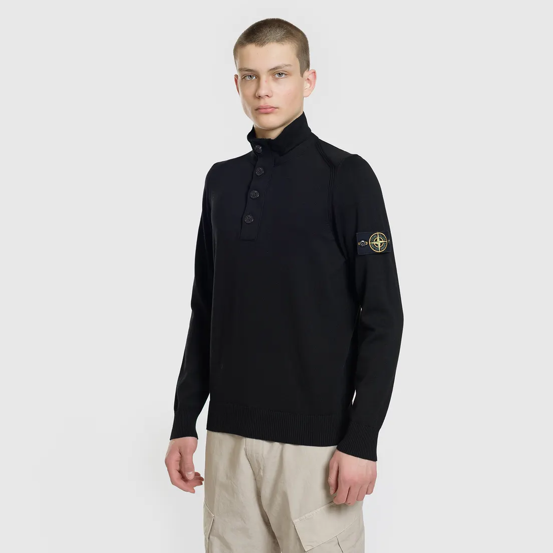 Stone Island Мужской свитер Collar Hidden Zip And Four Buttons