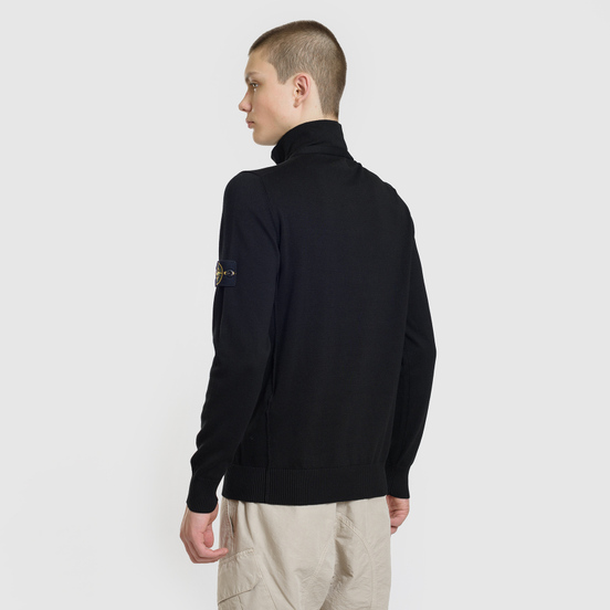 Мужской свитер Stone Island Collar Hidden Zip And Four Buttons Black