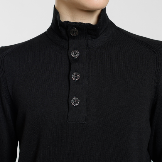 Мужской свитер Stone Island Collar Hidden Zip And Four Buttons Black