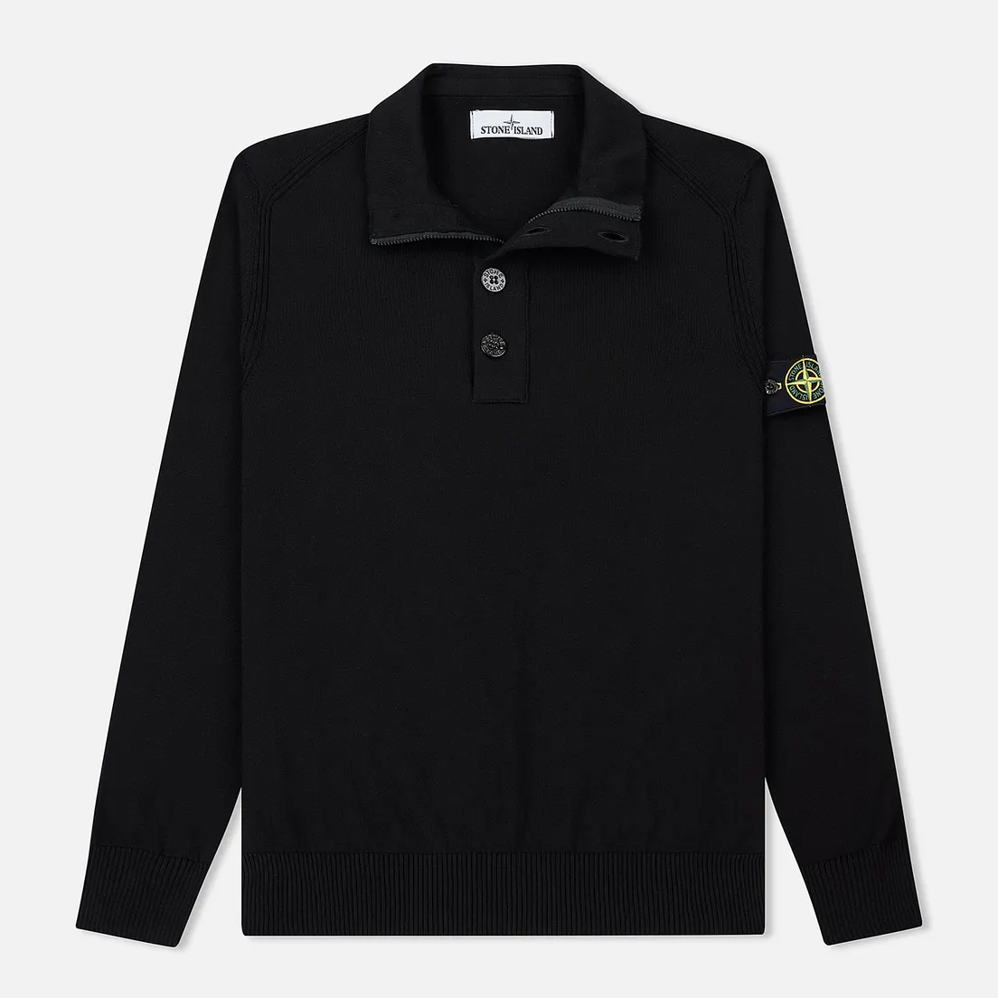 Stone Island Мужской свитер Collar Hidden Zip And Four Buttons