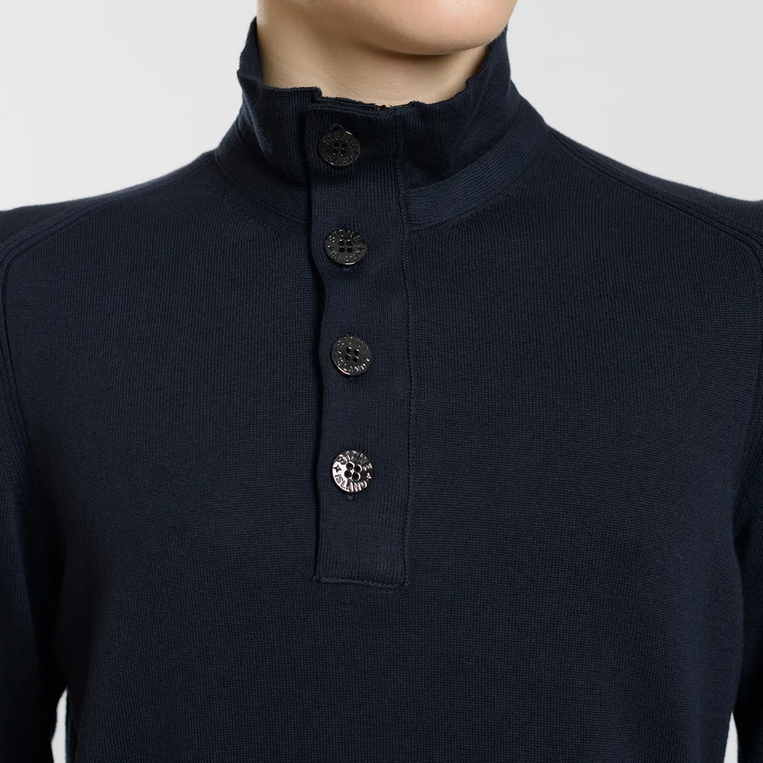 Stone Island Мужской свитер Collar Hidden Zip And Four Buttons