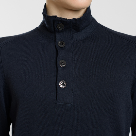Мужской свитер Stone Island Collar Hidden Zip And Four Buttons Navy Blue