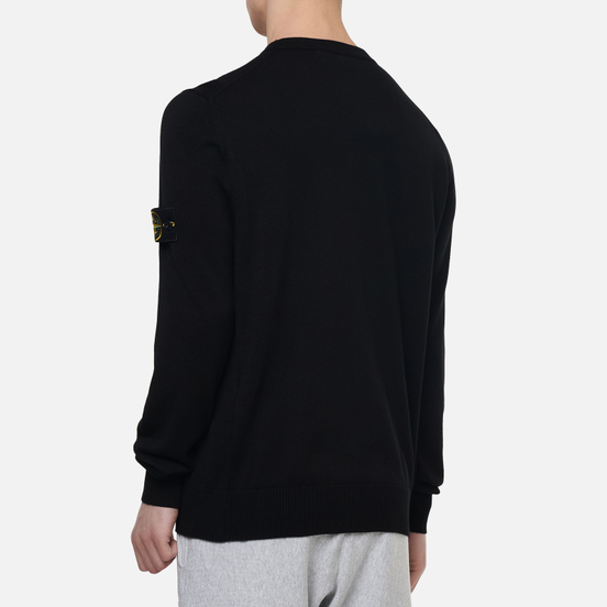 Мужской свитер Stone Island Crew Neck Smooth Cotton Black