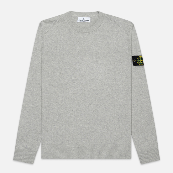Мужской свитер Stone Island Crew Neck Smooth Cotton Dust Grey Melange