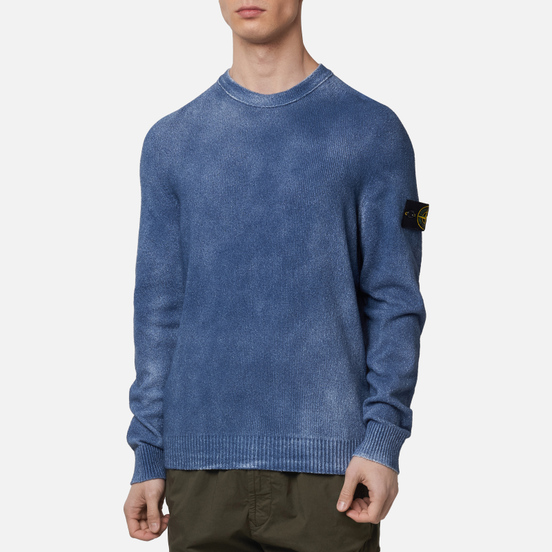 Мужской свитер Stone Island Hand Sprayed Treatment Blue Marine