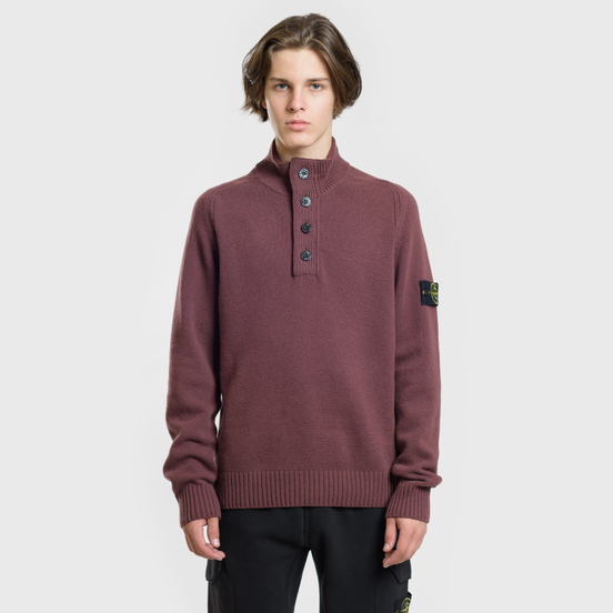 Мужской свитер Stone Island Lambswool High Neck Zip Dark Burgundy