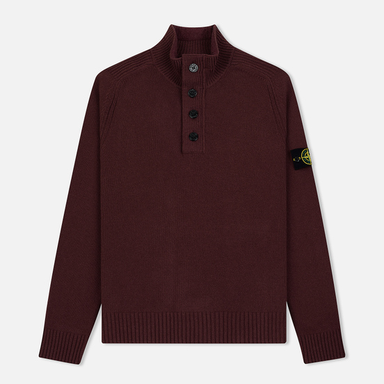 Мужской свитер Stone Island Lambswool High Neck Zip Dark Burgundy