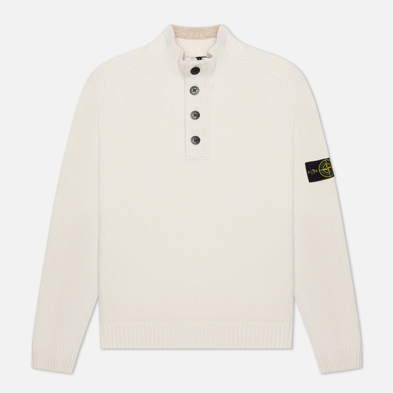 Мужской свитер Stone Island Lambswool High Neck Zip Natural White