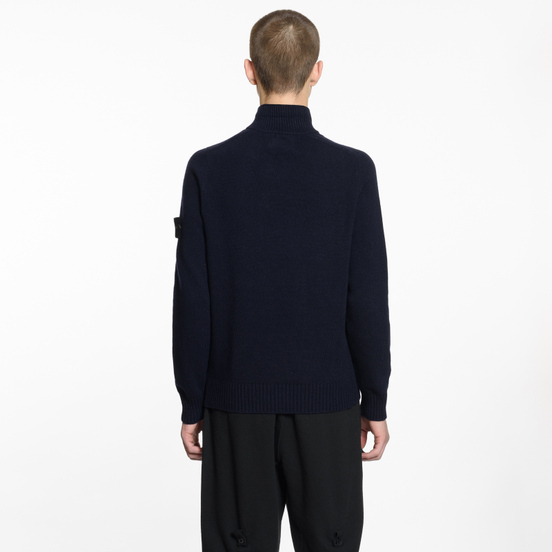 Мужской свитер Stone Island Lambswool High Neck Zip Navy Blue