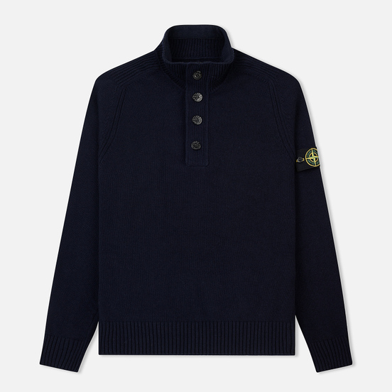 Мужской свитер Stone Island Lambswool High Neck Zip Navy Blue