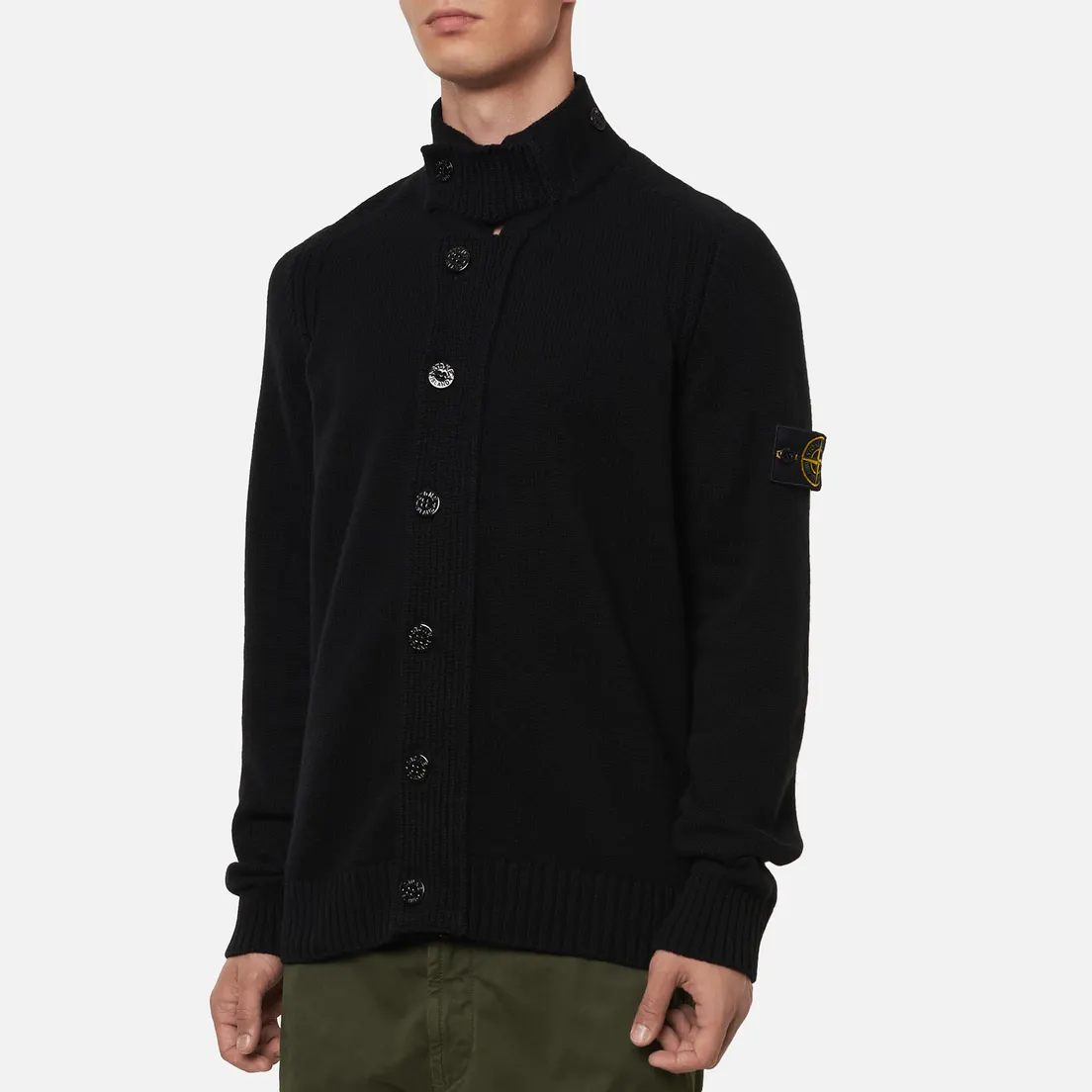 Stone Island Мужской свитер Lambswool Zip Button Panel