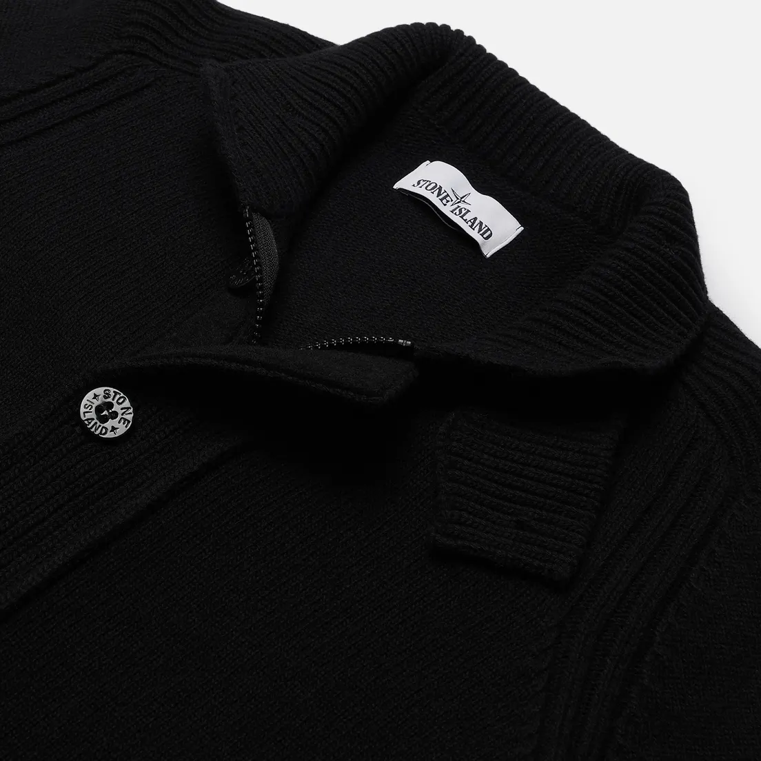 Stone Island Мужской свитер Lambswool Zip Button Panel