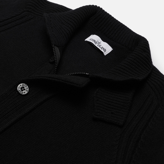 Мужской свитер Stone Island Lambswool Zip Button Panel Black