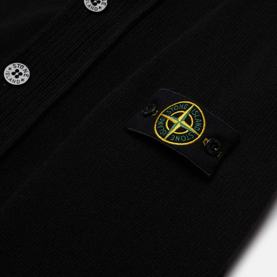 Мужской свитер Stone Island Lambswool Zip Button Panel Black