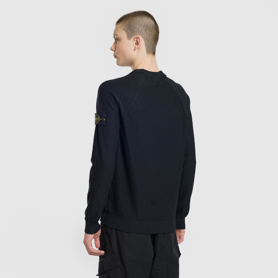 Мужской свитер Stone Island Ribbed Collar Horizontal Garment Dye Black